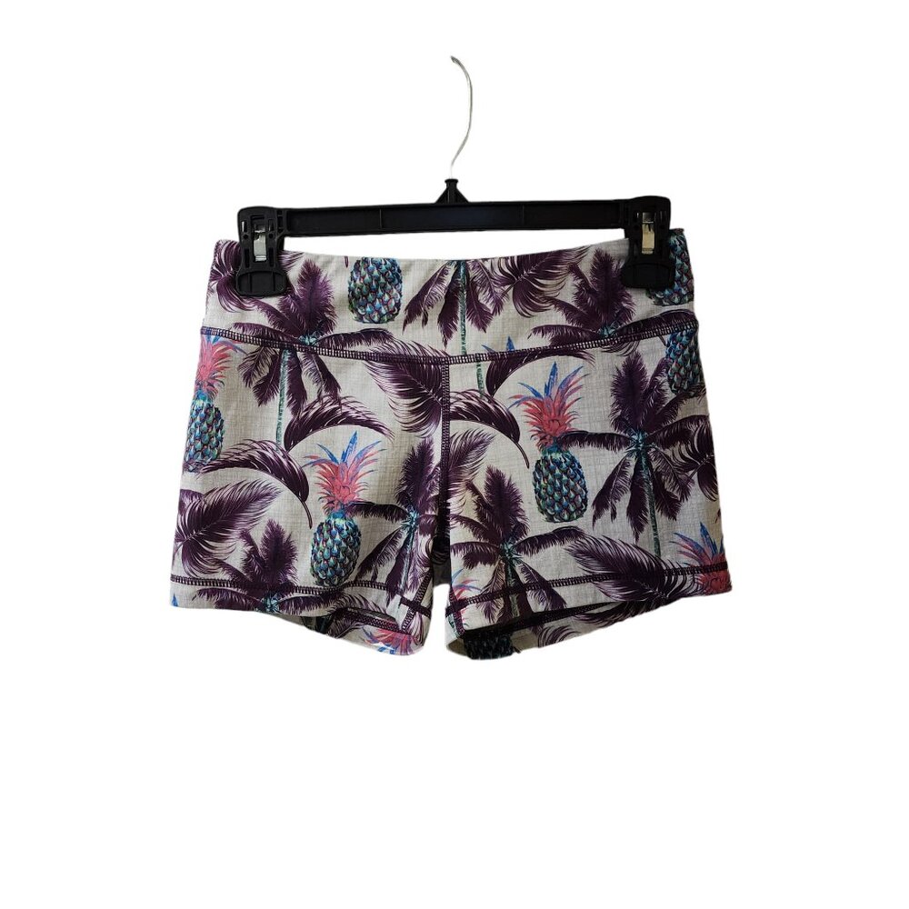 IAB Mfg Pineapple Palm Tree Tropical Bike Workout Gym Shorts Size 6 Small